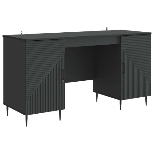 Бюро с рафт Черно 142,5 x 50 x 75 см Инженерна дървесина