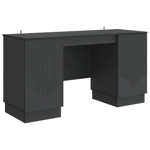 Бюро с рафт Черно 142,5 x 50 x 75 см Инженерна дървесина