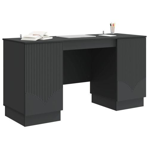 Бюро с рафт Черно 142,5 x 50 x 75 см Инженерна дървесина