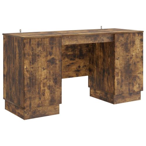 Бюро с рафт Опушен дъб 142,5 x 50 x 75 см Инженерна дървесина