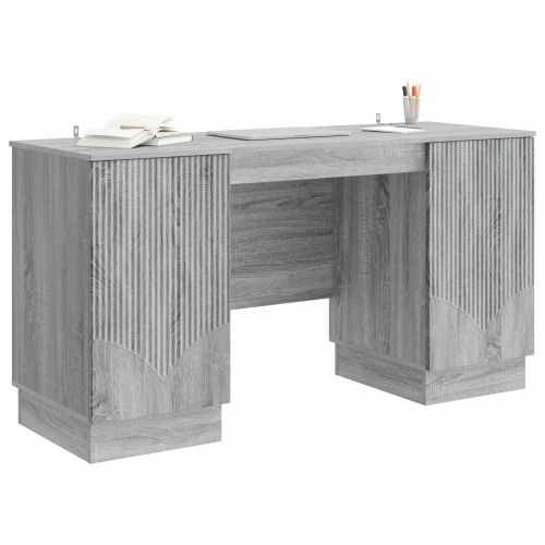 Бюро с рафт Сива сонома 142,5 x 50 x 75 см Инженерна дървесина