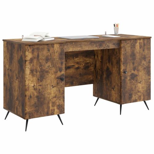 Бюро с рафт Опушен дъб 142,5 x 50 x 75 см Инженерна дървесина
