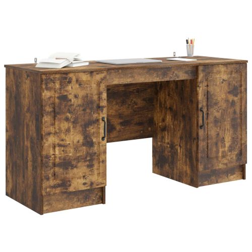 Бюро с рафт Опушен дъб 142,5 x 50 x 75 см Инженерна дървесина