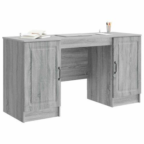 Бюро с рафт Сива сонома 142,5 x 50 x 75 см Инженерна дървесина