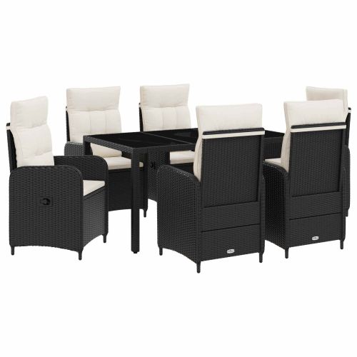 Комплект за хранене на открито 7 pcs Черно и кремаво бяло