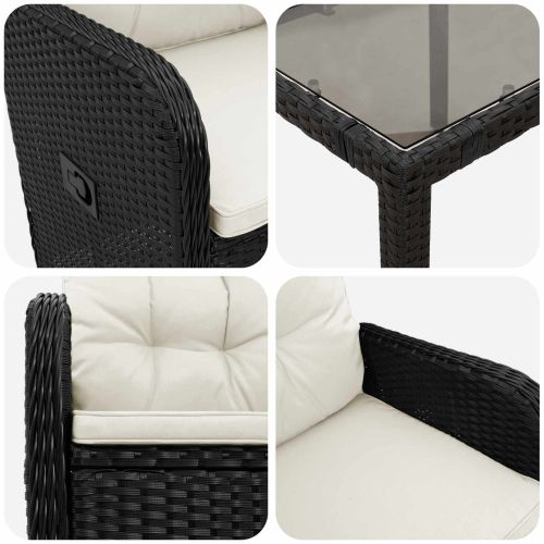 Комплект за хранене на открито 7 pcs Черно и кремаво бяло