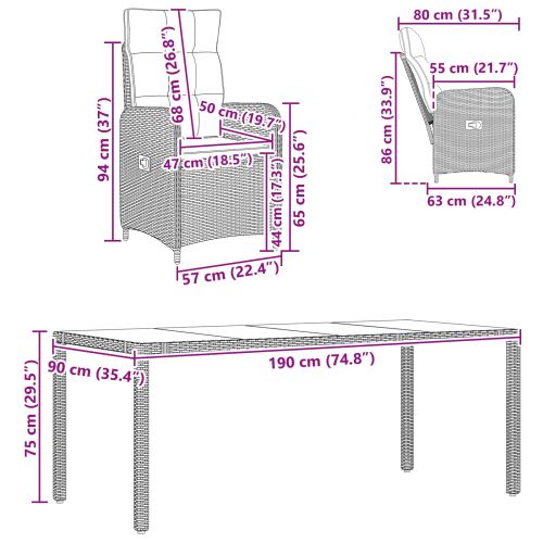 Комплект за хранене на открито 7 pcs Бежов и Светло Сив
