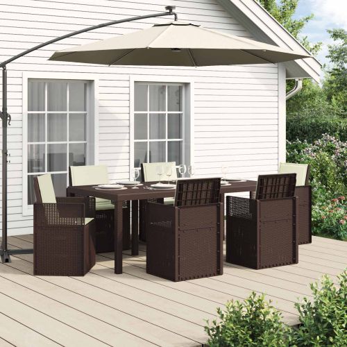 Комплект за хранене в градината 7 pcs Кафяво и кремаво ПП