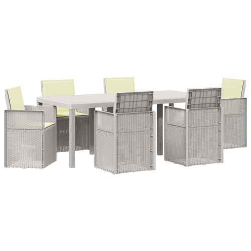 Комплект за хранене в градината 7 pcs Бяло и кремаво ПП