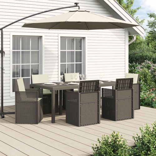 Комплект за хранене в градината 7 pcs Светло сиво и Кремаво ПП