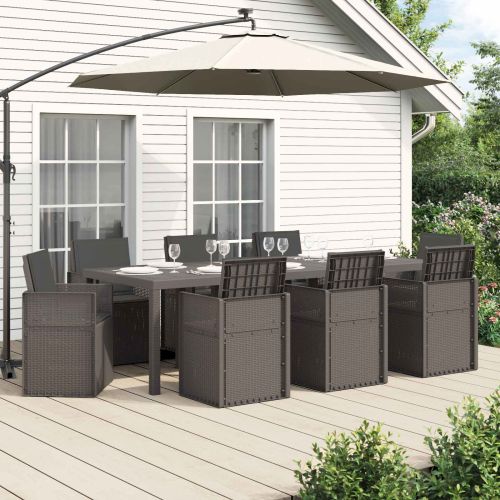 Комплект за хранене в градината 9 pcs Светлосиво и антрацит ПП