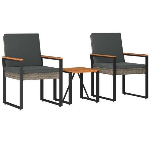 Комплект за външни мебели 3 pcs Сив и тъмен сив полиратан