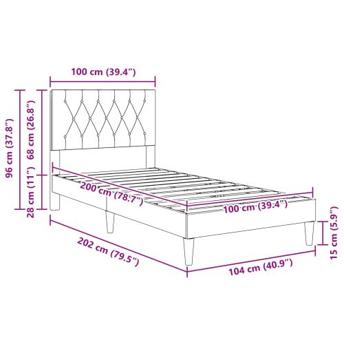 Рамка за легло с таблото Синьо 100 x 200 cm Кадифе