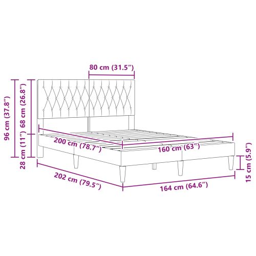 Рамка за легло с таблото Тъмносиво 160 x 200 cm Кадифе