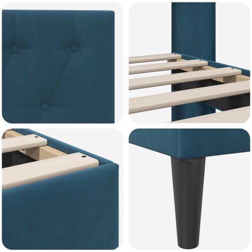 Рамка за легло с таблото Синьо 160 x 200 cm Кадифе