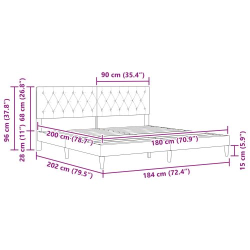 Рамка за легло с таблото Светлосиво 180 x 200 cm Кадифе