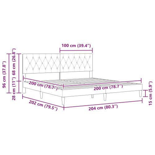 Рамка за легло с таблото Синьо 200 x 200 cm Кадифе