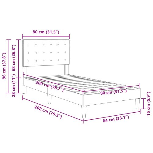 Рамка за легло с таблото Таупе 80 x 200 cm Текстил