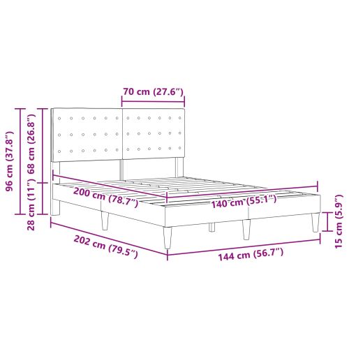 Рамка за легло с таблото Тъмносиво 140 x 200 cm Текстил