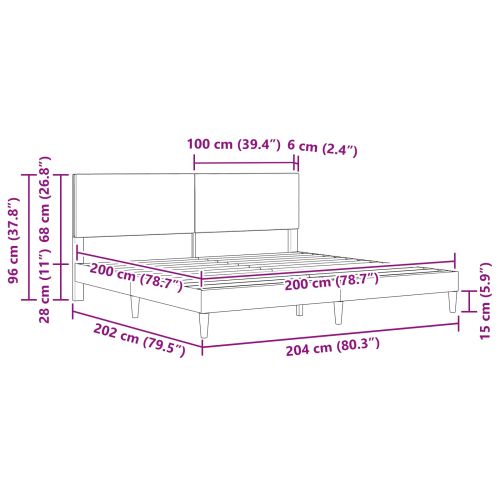 Рамка за легло с таблото Тъмносиво 200 x 200 cm Текстил