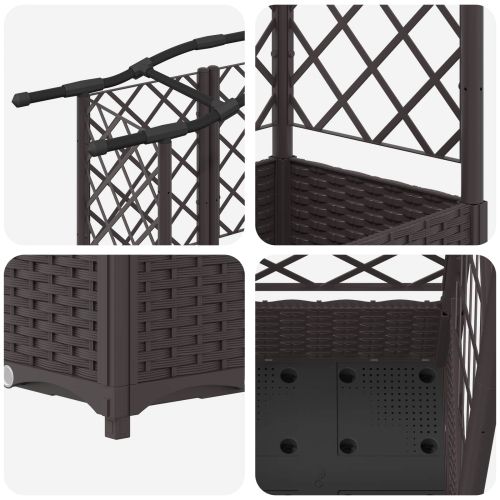 Повдигнато легло с решетка и покривка Кафяво 124 х 40 х 126 см