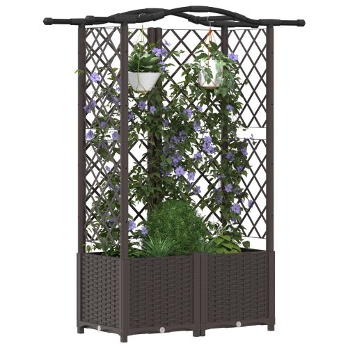 Повдигнато легло с решетка и покривка Кафяво 122 x 40 x 138 см