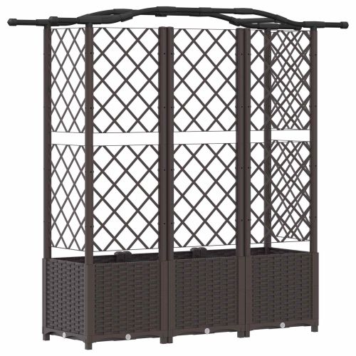 Повдигнато легло с решетка и покривка Кафяво 163 x 40 x 138 см