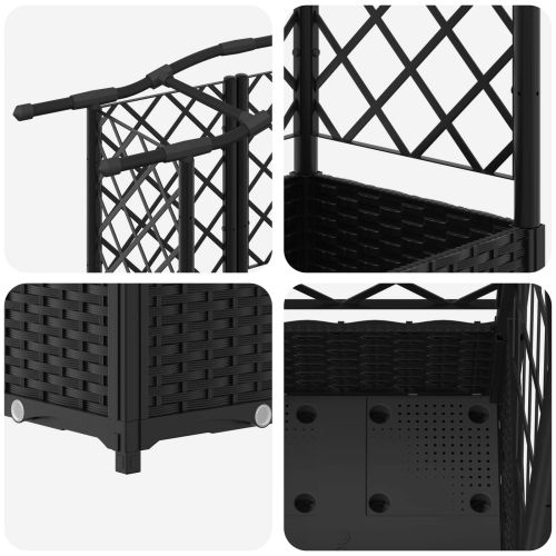 Повдигнато легло с решетка и покривка Черно 124 x 40 x 123 см