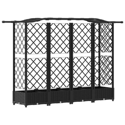 Повдигнато легло с решетка и покривка Черен 203,5 x 40 x 125 см
