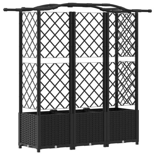 Повдигнато легло с решетка и покривка Черно 163 x 40 x 138 см