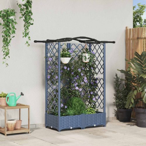 Повдигнато легло с решетка и покривка Сив 124 х 40 х 126 см ПП