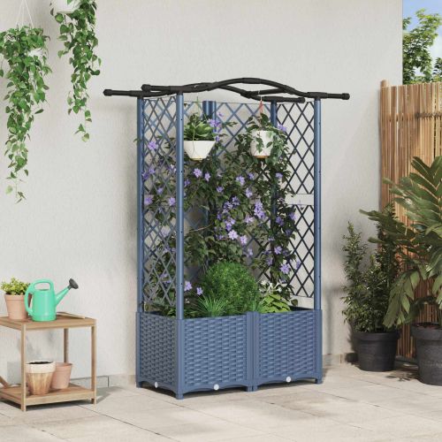 Повдигнато легло с решетка и покривка Сив 122 х 40 х 141 см ПП