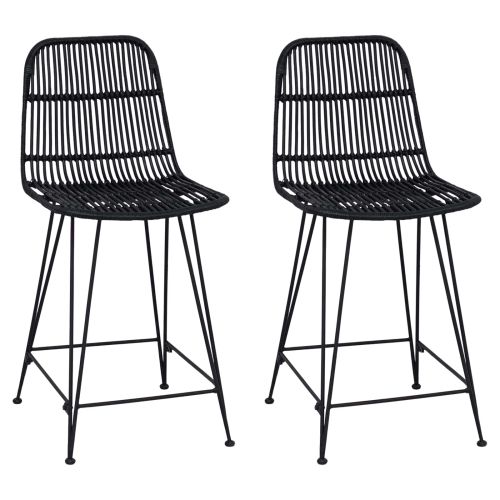 Бар стол 2 pcs Черно 44 x 54 x 96 см Ратан и стомана