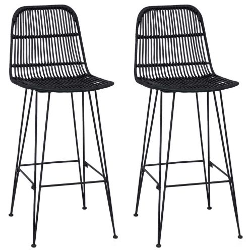 Бар стол 2 pcs Черно 44 x 55 x 109 см Ратан и стомана