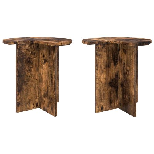 Странична маса със съхранение 2 pcs Опушен дъб Ø 39 x 38 см