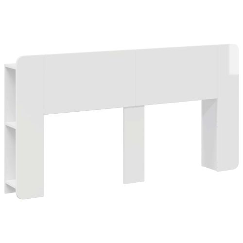 Табла за легло със съхранение Бял гланц Инженерна дървесина