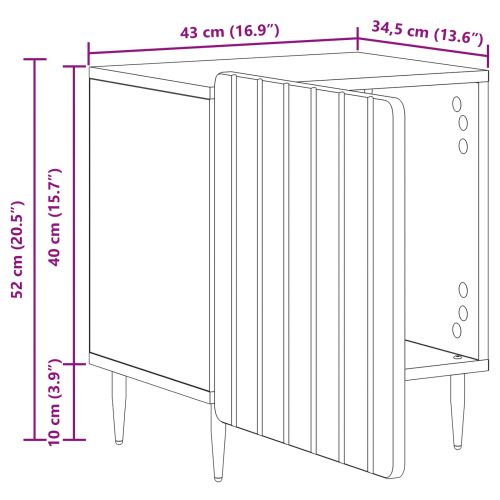 Нощен шкаф Черно 43 x 34,5 x 52 см Инженерна дървесина