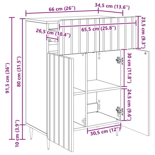 Служебен шкаф Бетонно сиво 66 x 34,5 x 92 см