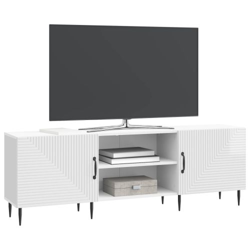 ТВ шкаф Бял гланц 150 x 31 x 50 см Инженерна дървесина