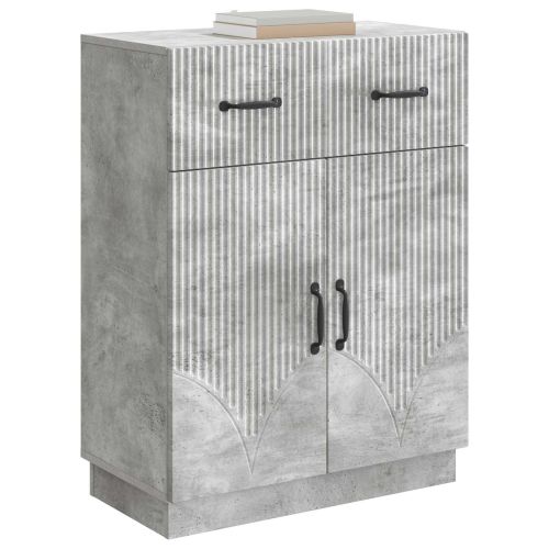 Служебен шкаф с чекмедже Бетонно сиво 66 x 34,5 x 87 см