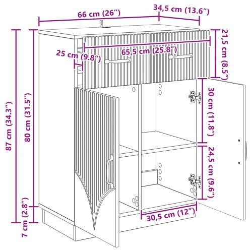 Служебен шкаф Опушен дъб 66 x 34,5 x 87 см Инженерна дървесина