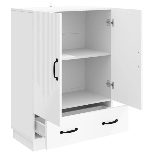 Служебен шкаф Бял гланц 66 x 34,5 x 92 см Инженерна дървесина
