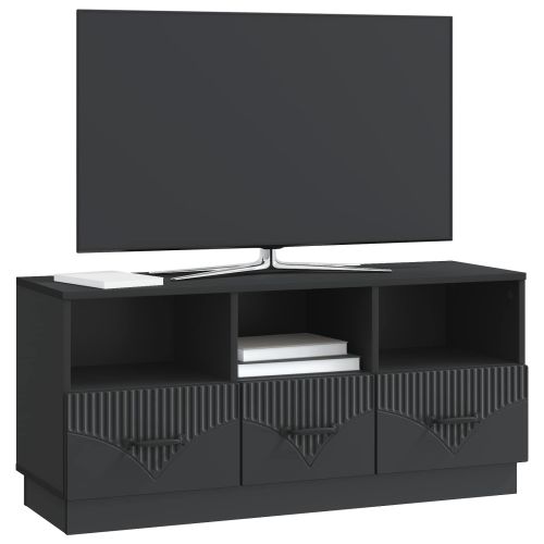 ТВ шкаф с чекмедже Черно 102 x 34,5 x 47 см Инженерна дървесина