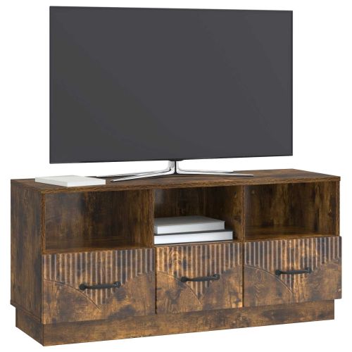 ТВ шкаф Опушен дъб 102 x 34,5 x 47 см Инженерна дървесина