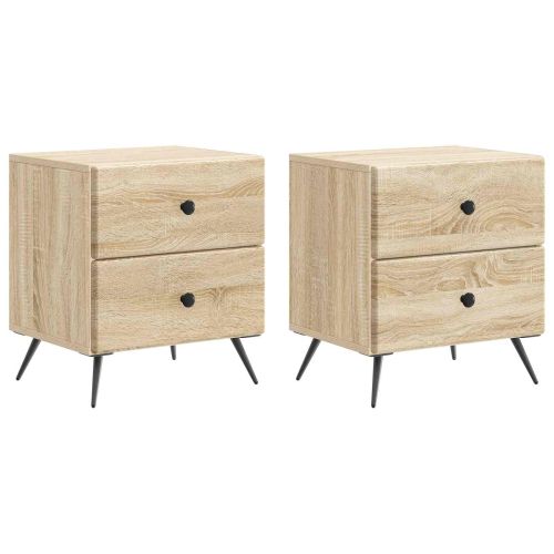 Нощен шкаф с чекмедже 2 pcs Дъб сонома 43 x 34,5 x 47,5 см