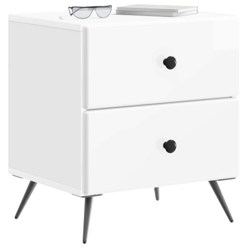 Нощен шкаф с чекмедже 2 pcs Бял гланц 43 x 34,5 x 47,5 см