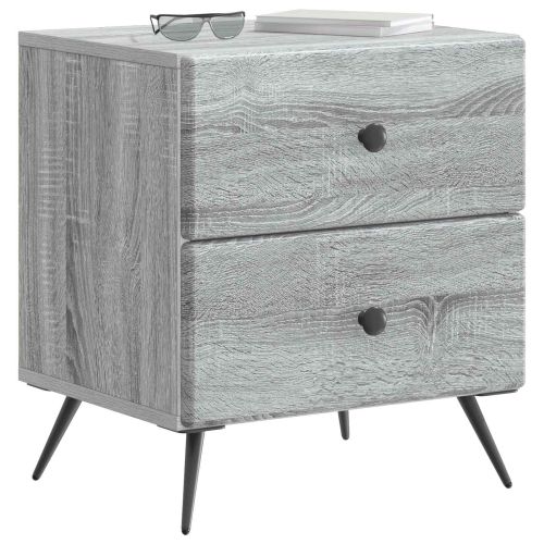 Нощен шкаф с чекмедже 2 pcs Сива сонома 43 x 34,5 x 47,5 см