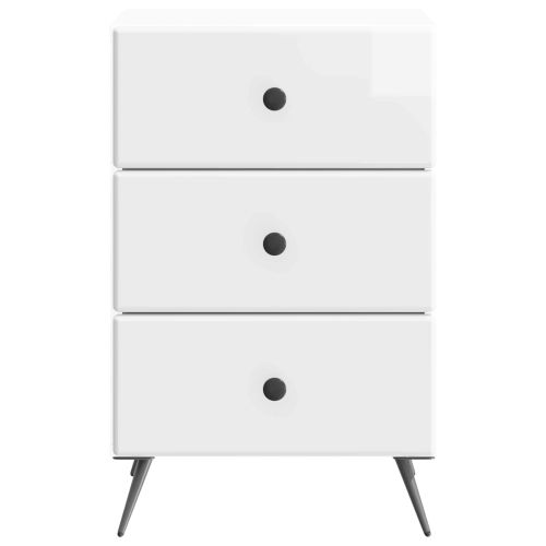 Нощен шкаф Бял гланц 43 x 41 x 66,5 см Инженерна дървесина