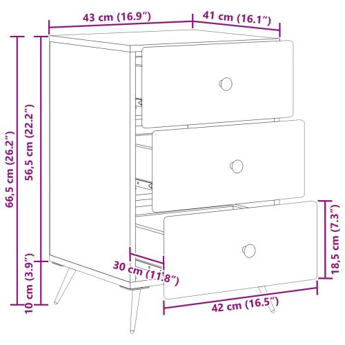 Нощен шкаф Старо дърво 43 x 41 x 66,5 см Инженерна дървесина