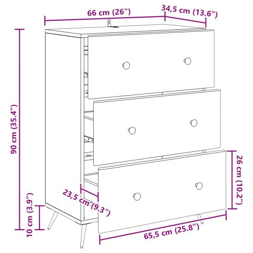Чекмеджетен шкаф Старо дърво 66 x 34,5 x 90 см
